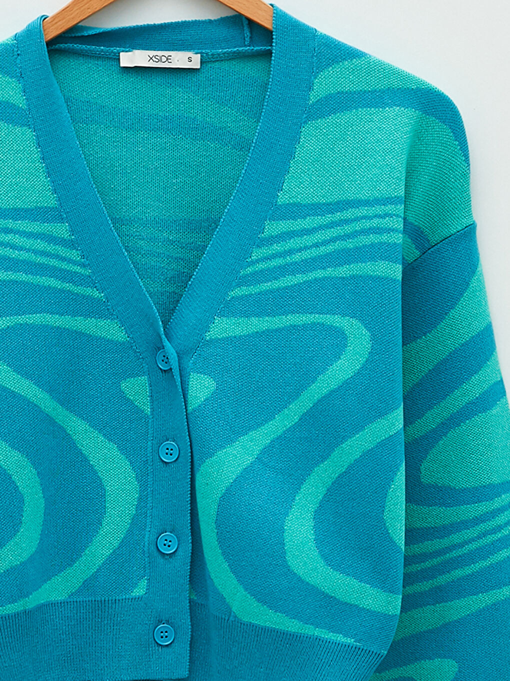 Cardigan en Tricot à Motifs pour Femmes avec Encolure en V-8