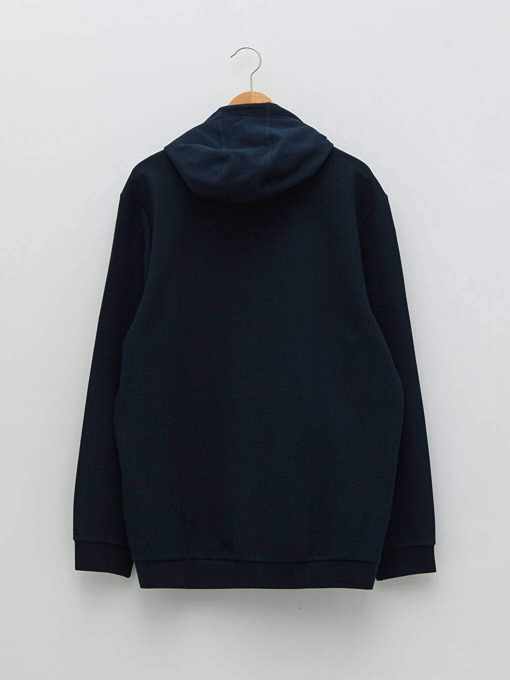 Lacivert Kapüşonlu Uzun Kollu Erkek Fermuarlı Sweatshirt-6