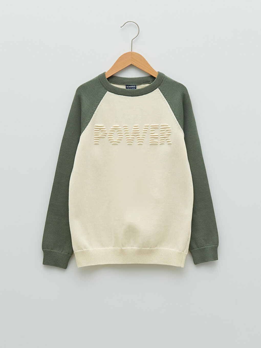 LCW Kids Crew Neck Embossed Letter Detailed Long Sleeve Boy Knitwear Sweater -W1L951Z4-HCL