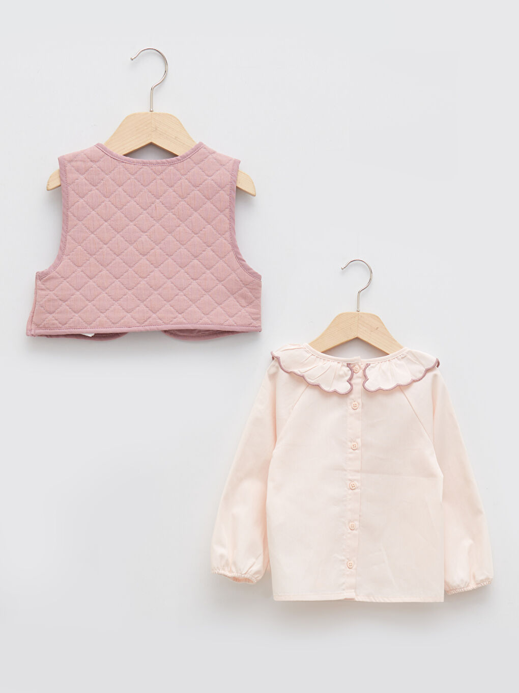 Bebe Collar Long Sleeved Baby Girl Blouse and Vest 2 Pack-5