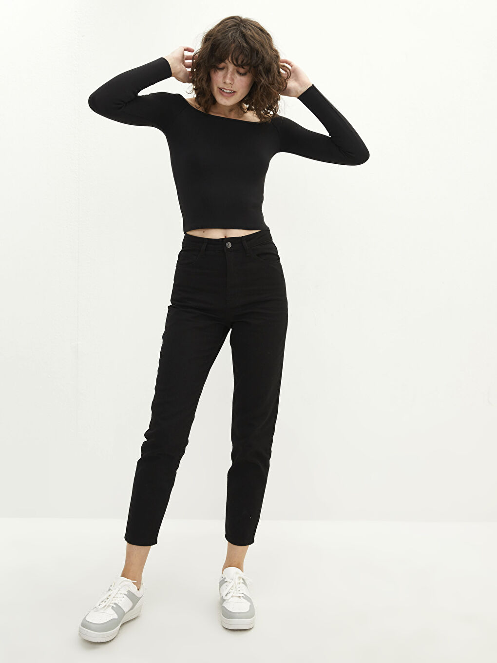 High Waist Mom Fit Pocket Detailed Women's Rodeo Denim Trousers