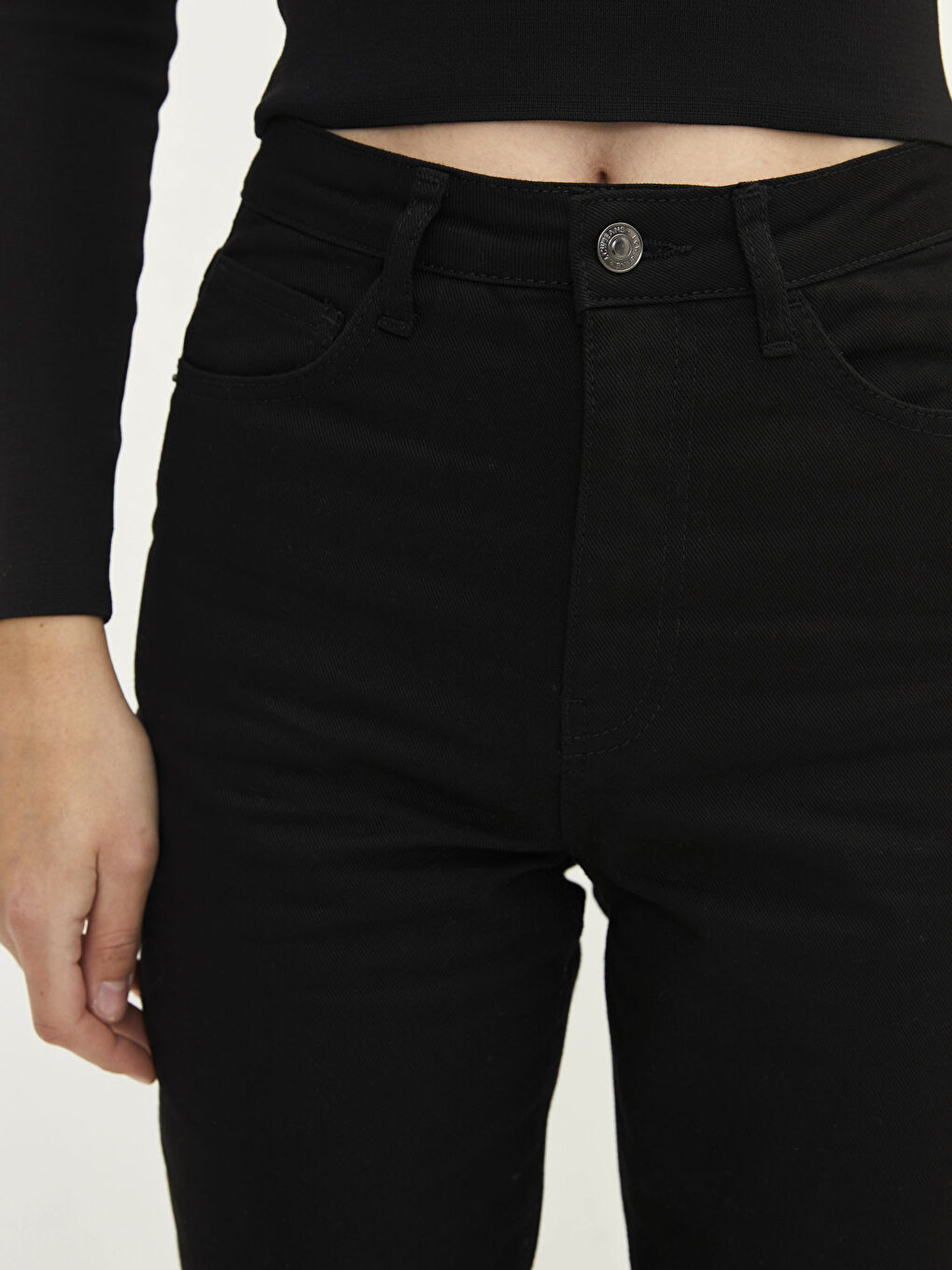 High Waist Mom Fit Pocket Detailed Women's Rodeo Denim Trousers-3
