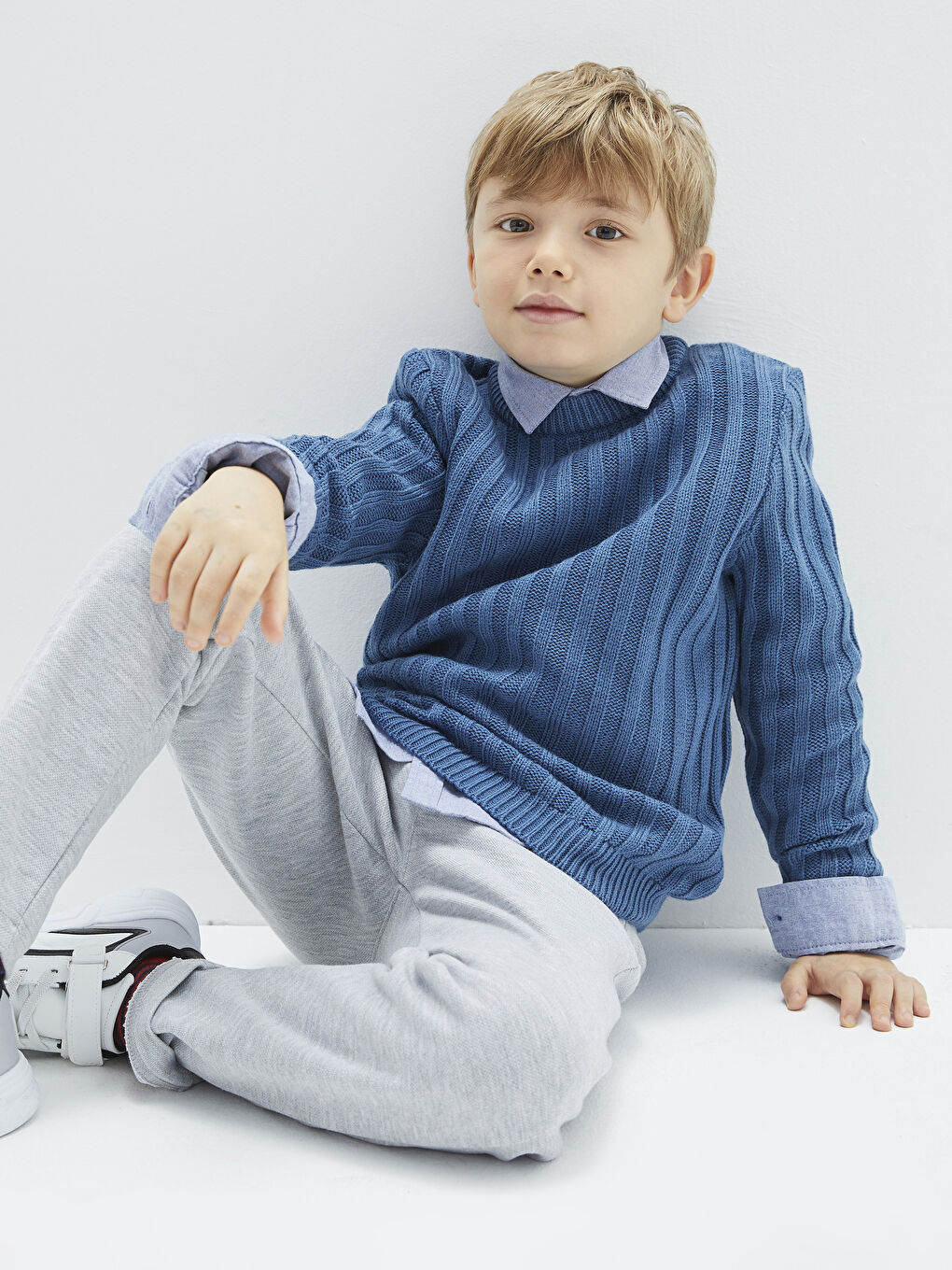 Mavi Bisiklet Yaka Basic Uzun Kollu Erkek Çocuk Triko Kazak