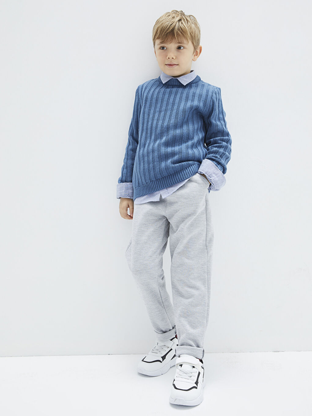 Mavi Bisiklet Yaka Basic Uzun Kollu Erkek Çocuk Triko Kazak-1