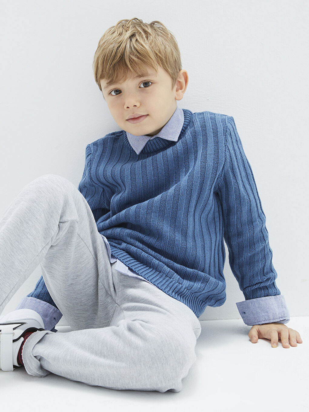 Mavi Bisiklet Yaka Basic Uzun Kollu Erkek Çocuk Triko Kazak-2