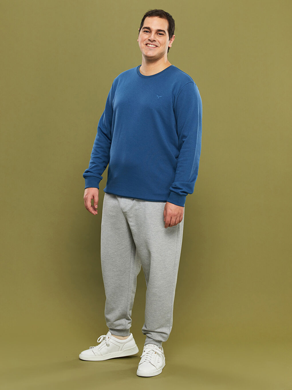 Plus Size Crew Neck Long Sleeve Basic Men's Sweatshirt-2