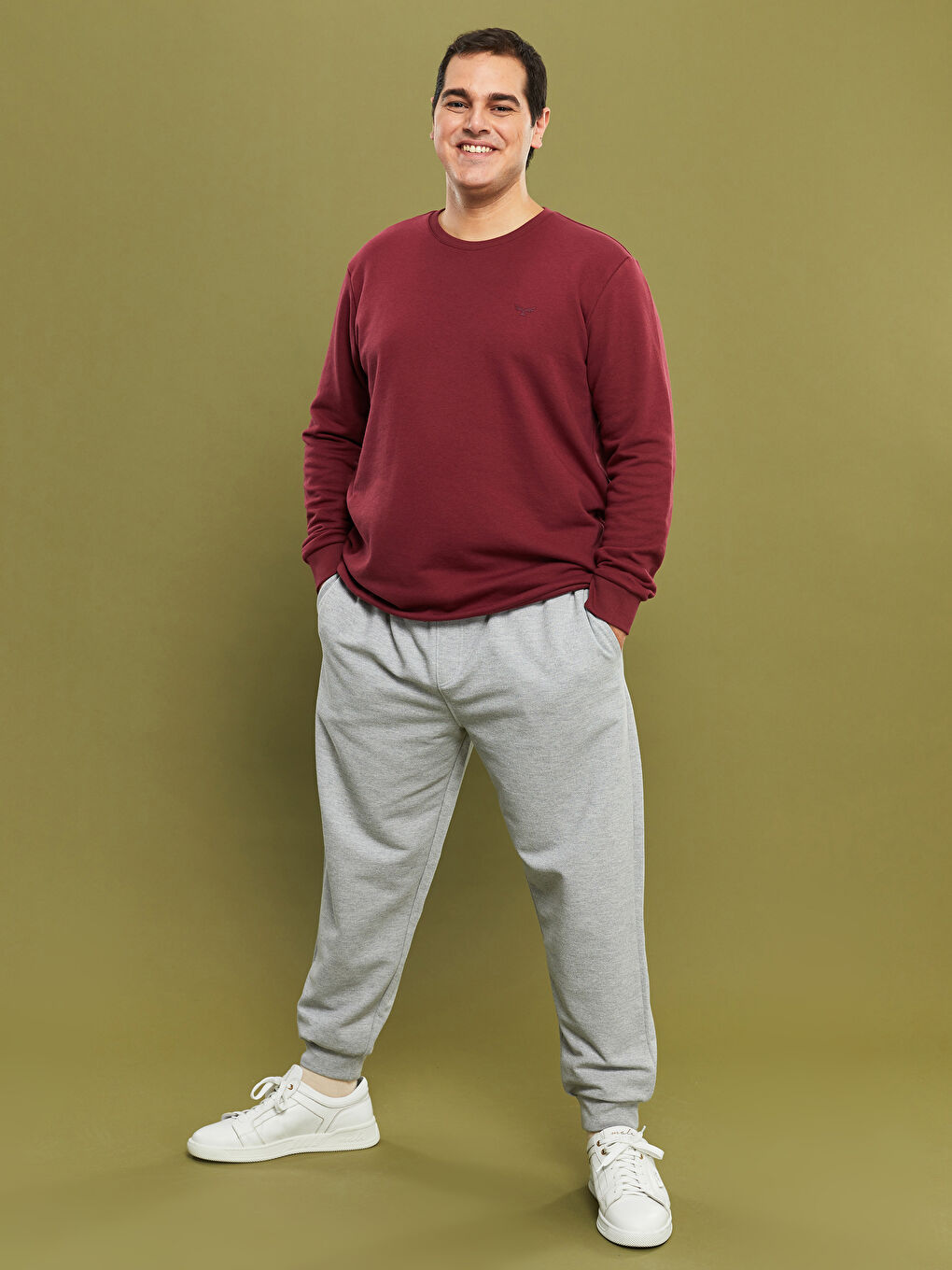 Plus Size Crew Neck Long Sleeve Basic Men's Sweatshirt-2