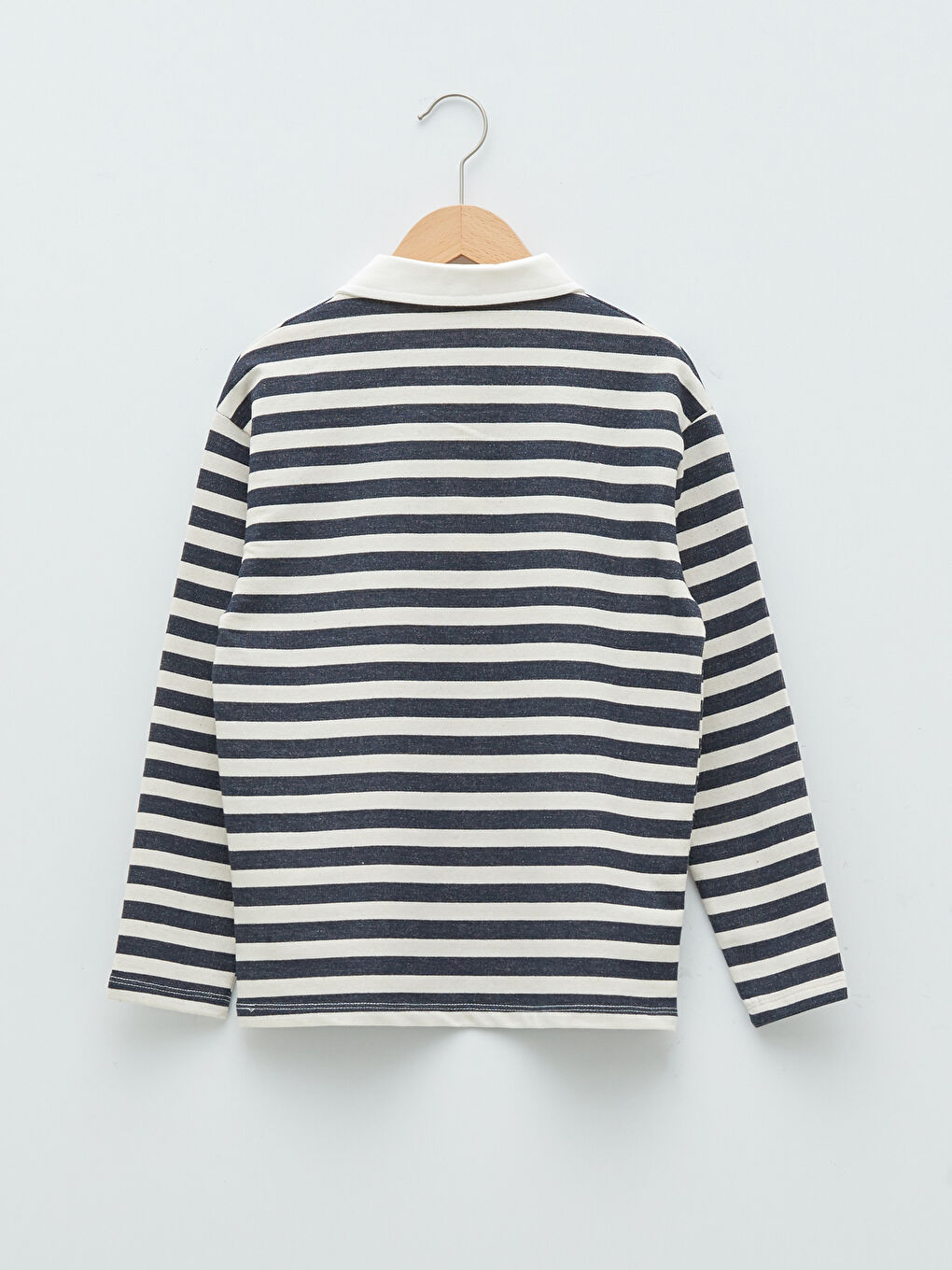 Polo Neck Striped Long Sleeve Boys' T-Shirt-1