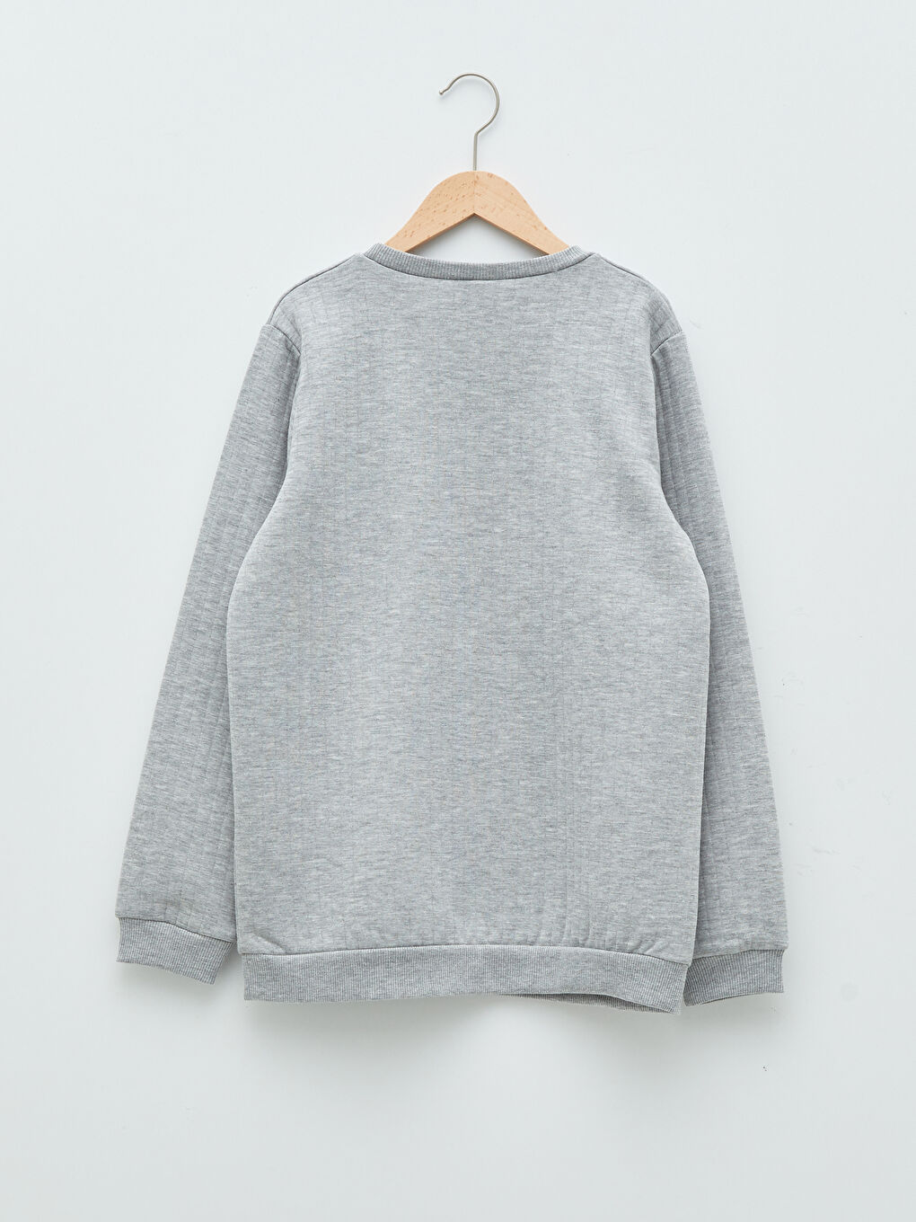 Gri Bisiklet Yaka Baskılı Uzun Kollu Erkek Çocuk Sweatshirt-1