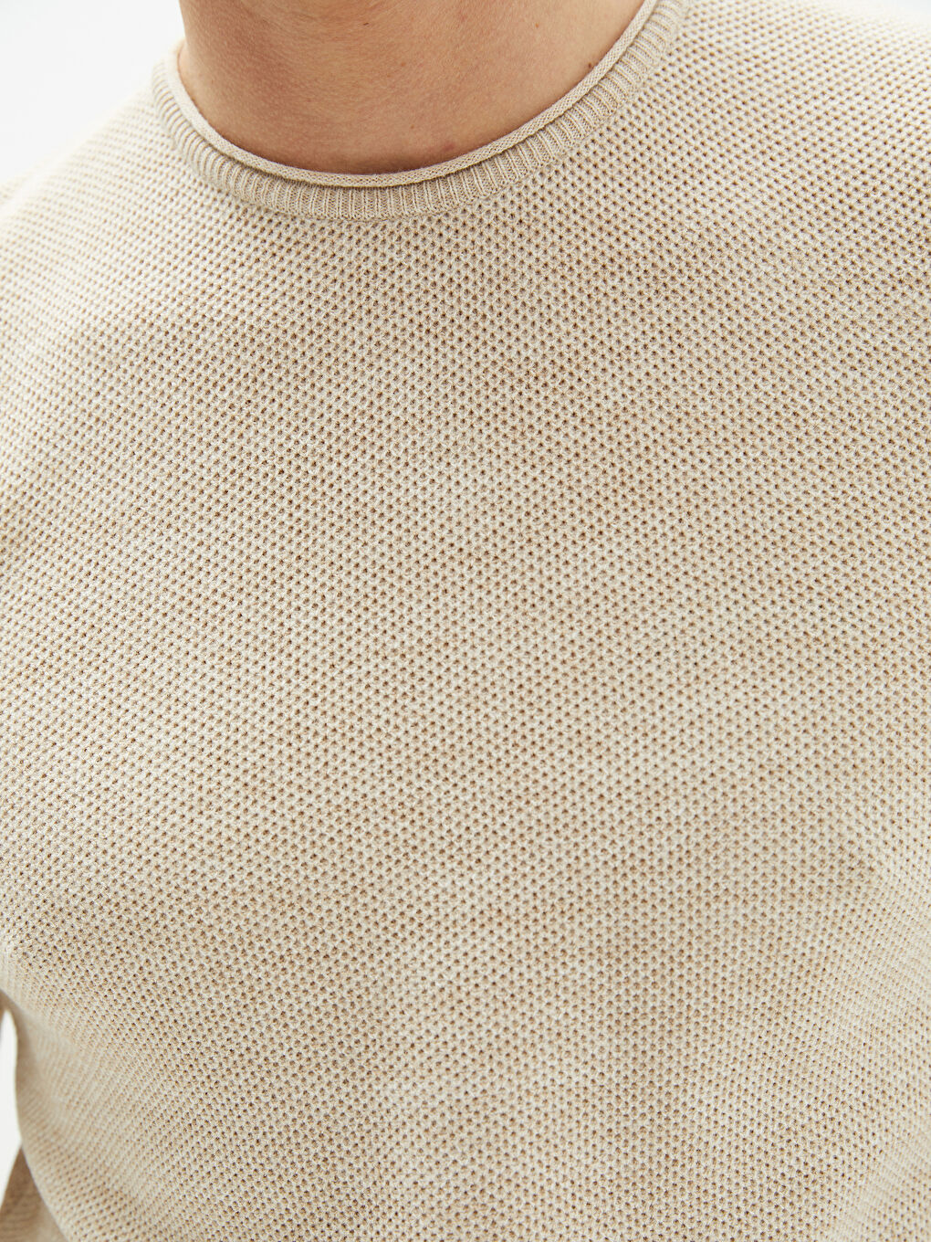 Crew Neck Long Sleeve Men's Tricot Sweater-3