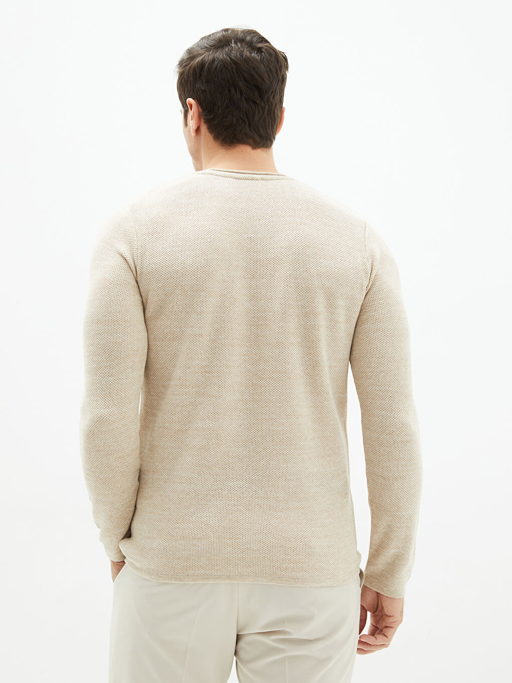 Crew Neck Long Sleeve Men's Tricot Sweater-4