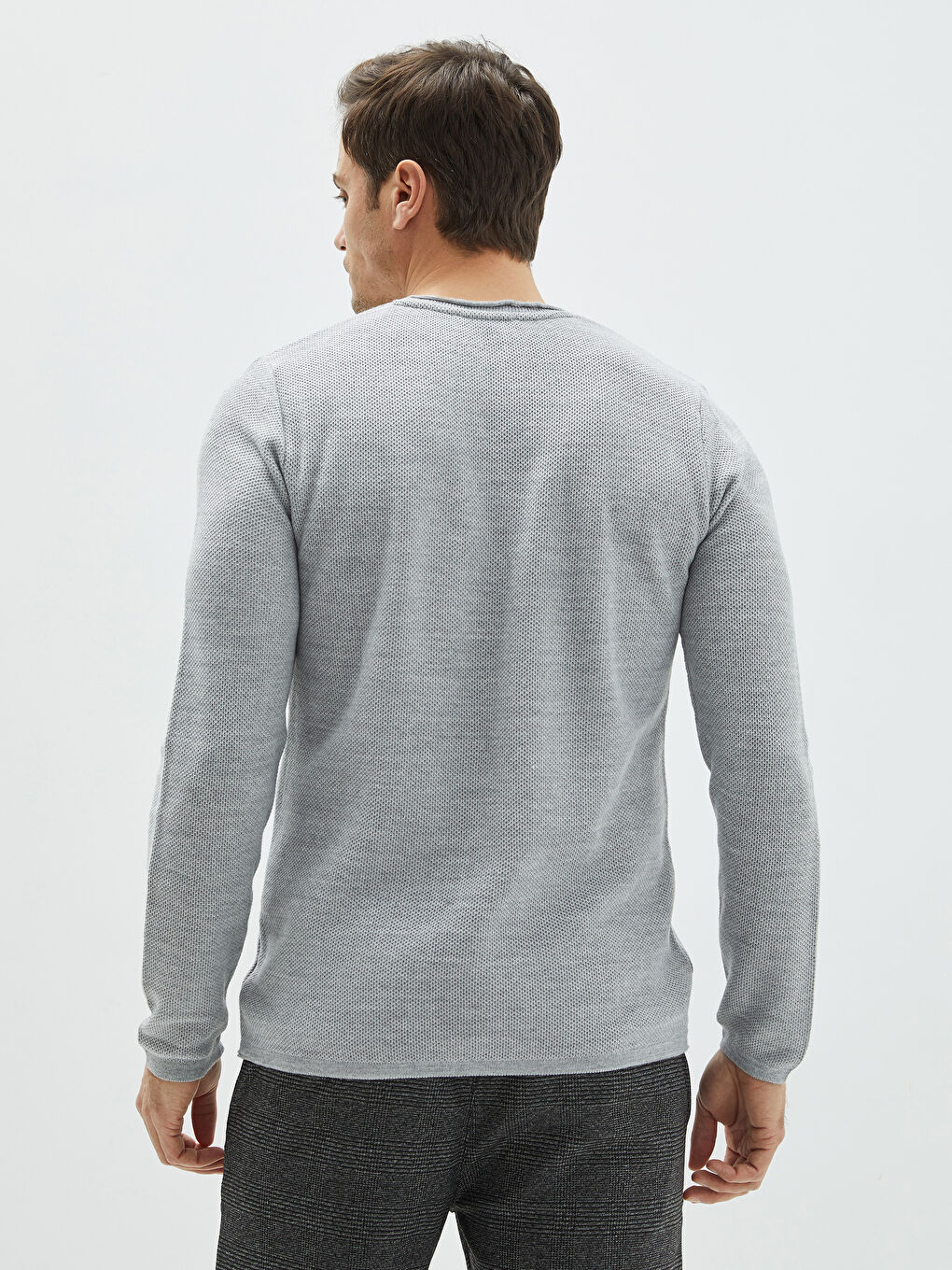 Crew Neck Long Sleeve Men's Tricot Sweater-4