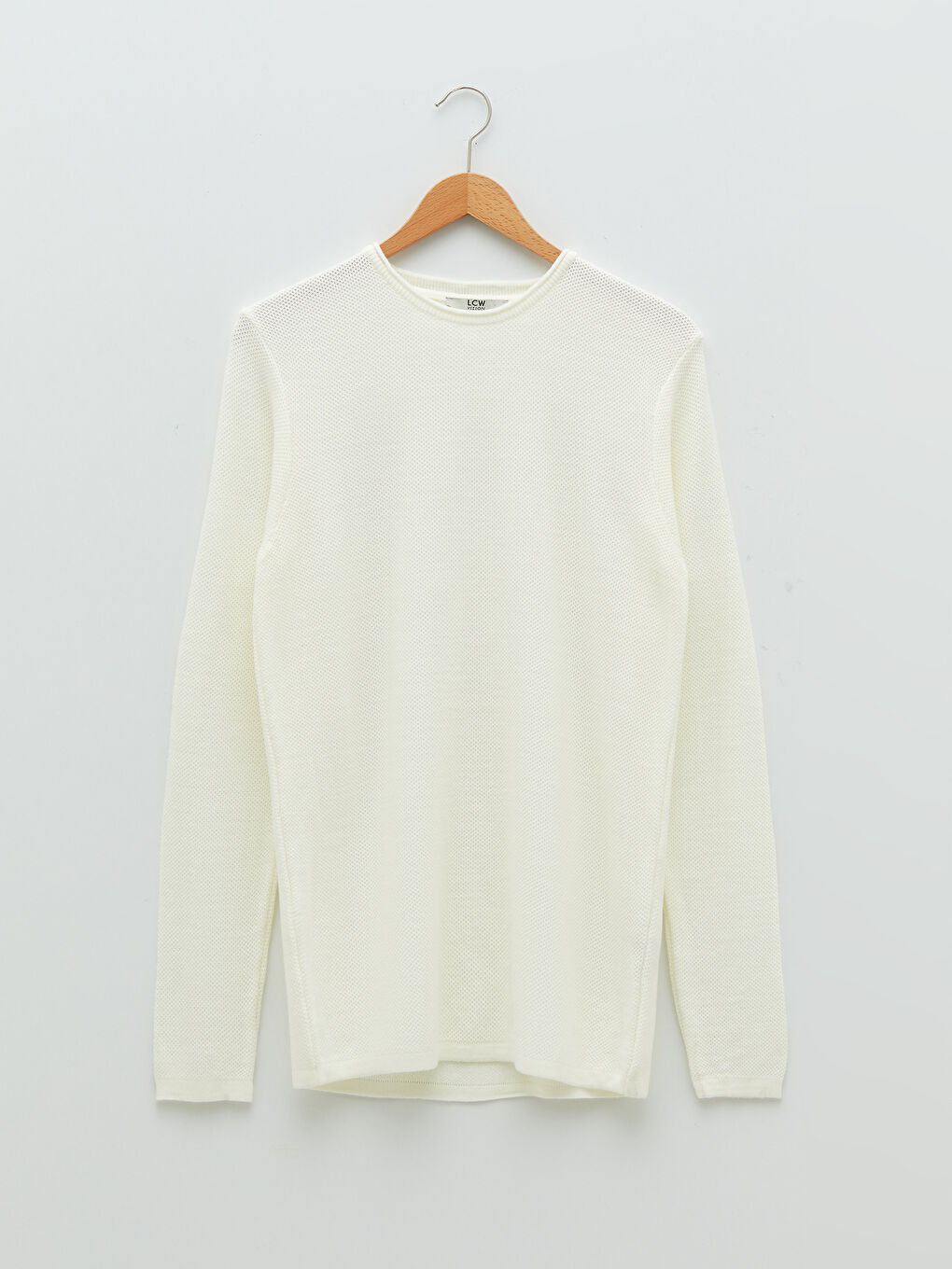 Ekru Bisiklet Yaka Erkek Triko Kazak-5