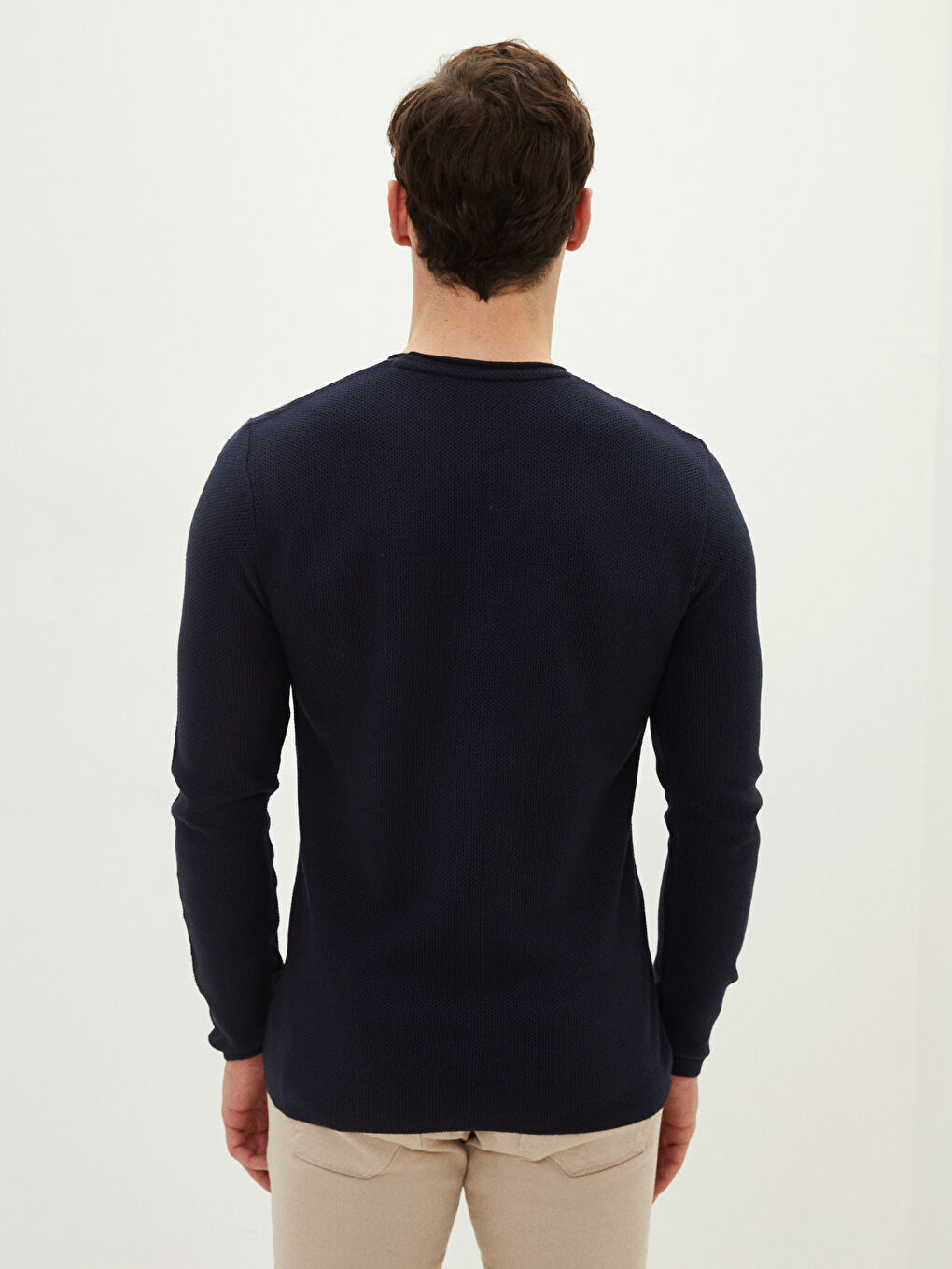 Lacivert Bisiklet Yaka Erkek Triko Kazak-4