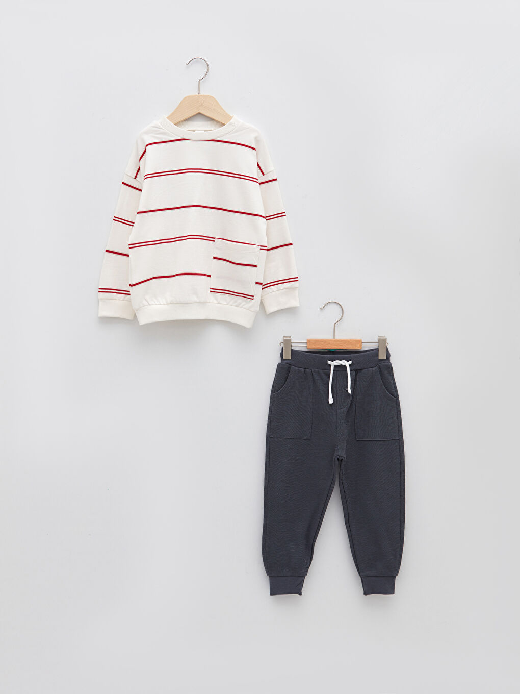 Ensemble Sweat-Shirt et Pantalon Rayé en Coton à Manches Longues et Col Rond pour Bébé Garçon Lot de 2