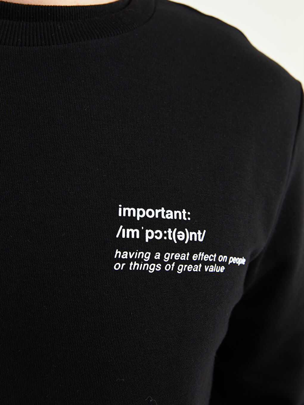 Siyah Bisiklet Yaka Uzun Kollu Baskılı Erkek Sweatshirt-4