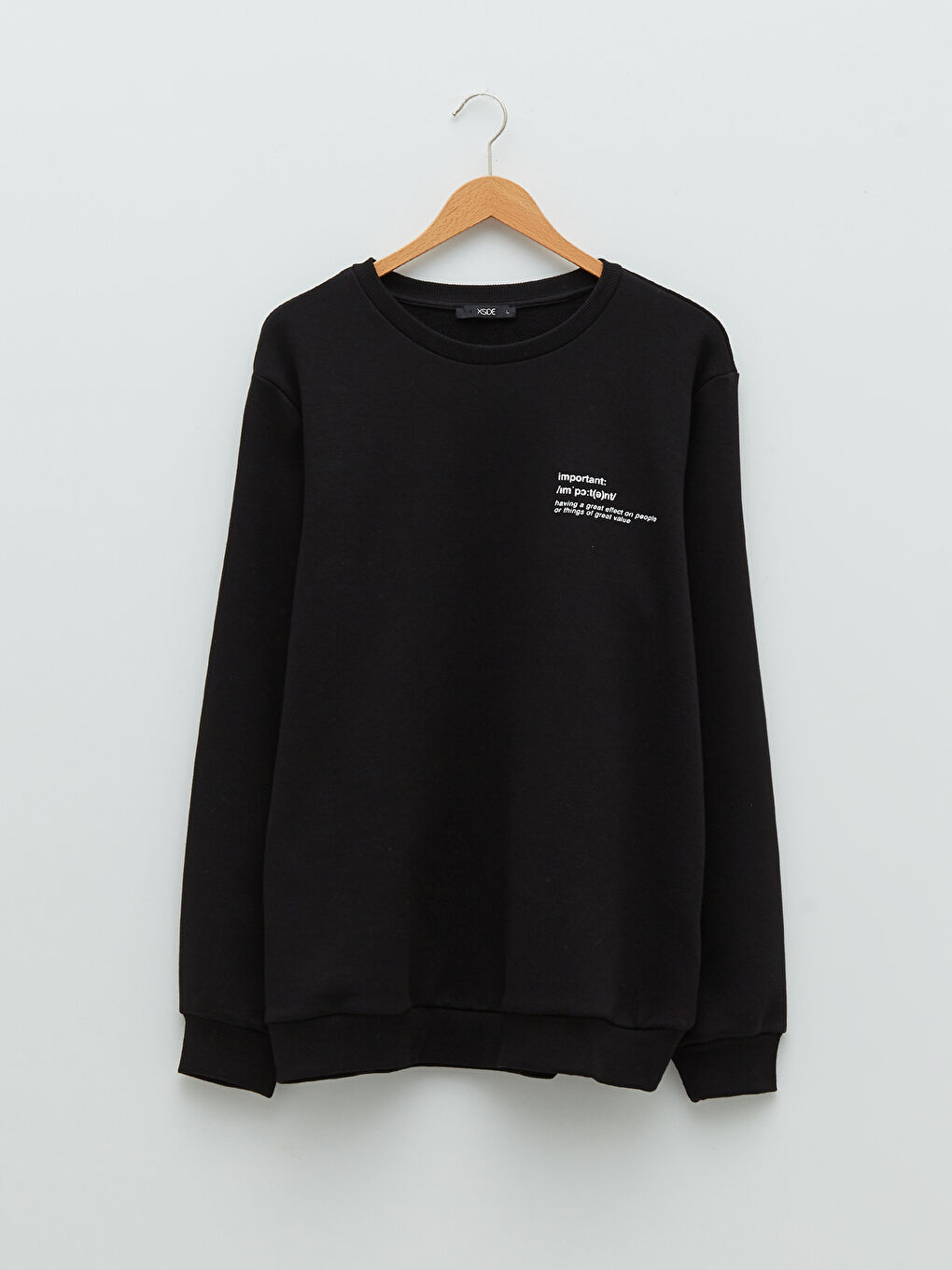 Siyah Bisiklet Yaka Uzun Kollu Baskılı Erkek Sweatshirt-6