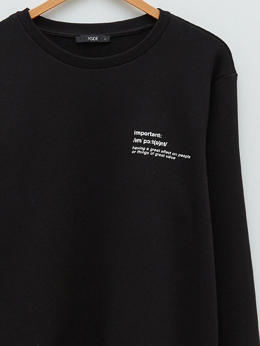 Siyah Bisiklet Yaka Uzun Kollu Baskılı Erkek Sweatshirt-8