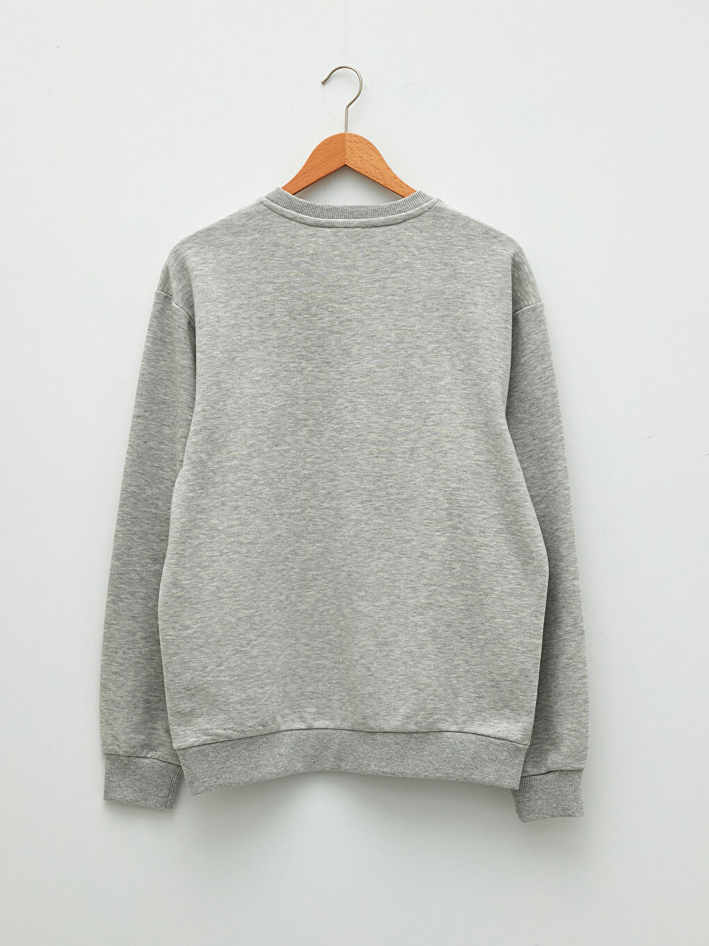 Gri Bisiklet Yaka Uzun Kollu Baskılı Erkek Sweatshirt-6