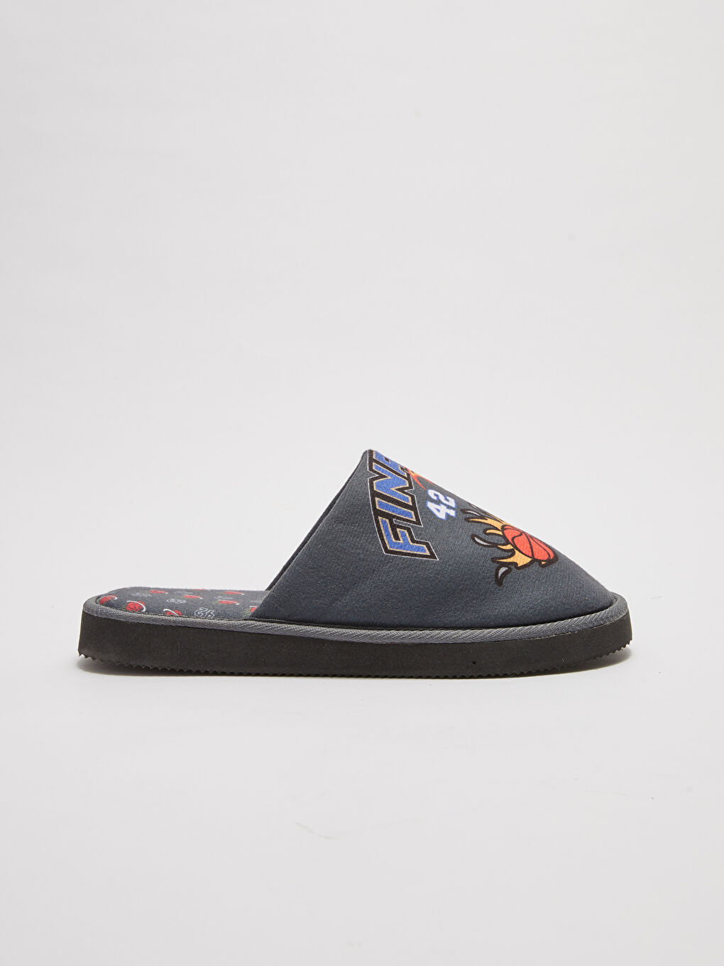 Lacivert Önü Kapalı Baskılı Erkek Ev Terliği-1