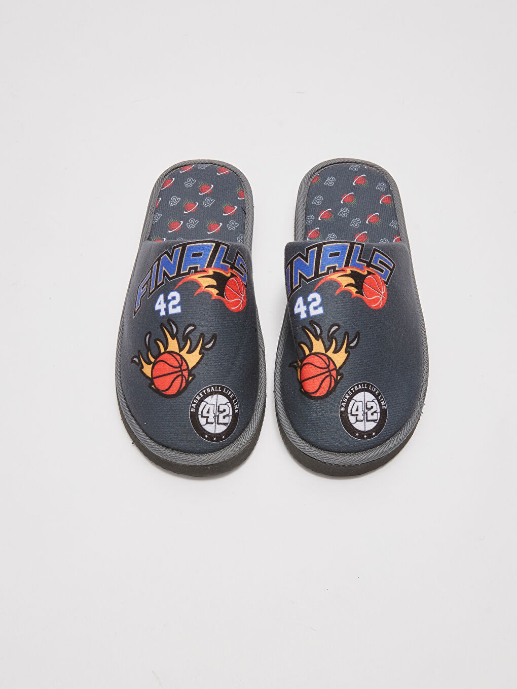 Lacivert Önü Kapalı Baskılı Erkek Ev Terliği-2