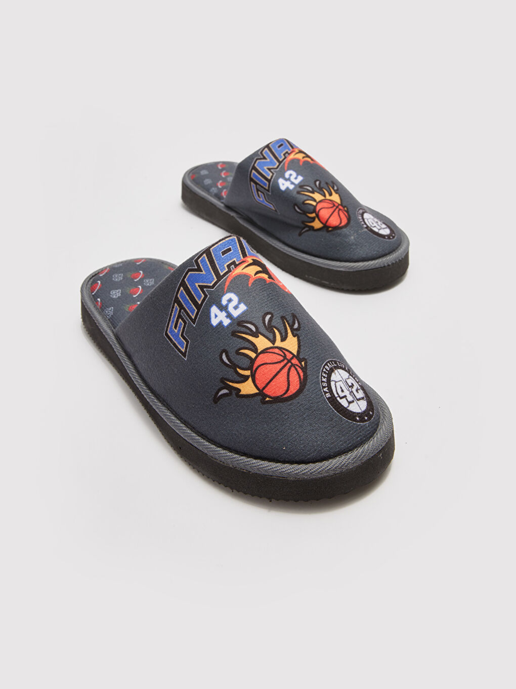 Lacivert Önü Kapalı Baskılı Erkek Ev Terliği-4