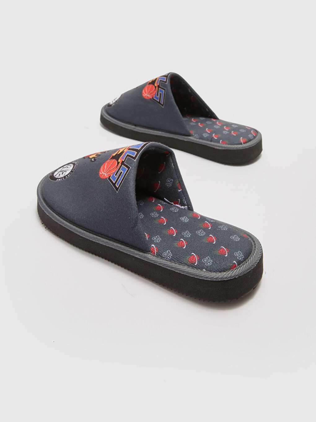 Lacivert Önü Kapalı Baskılı Erkek Ev Terliği-5