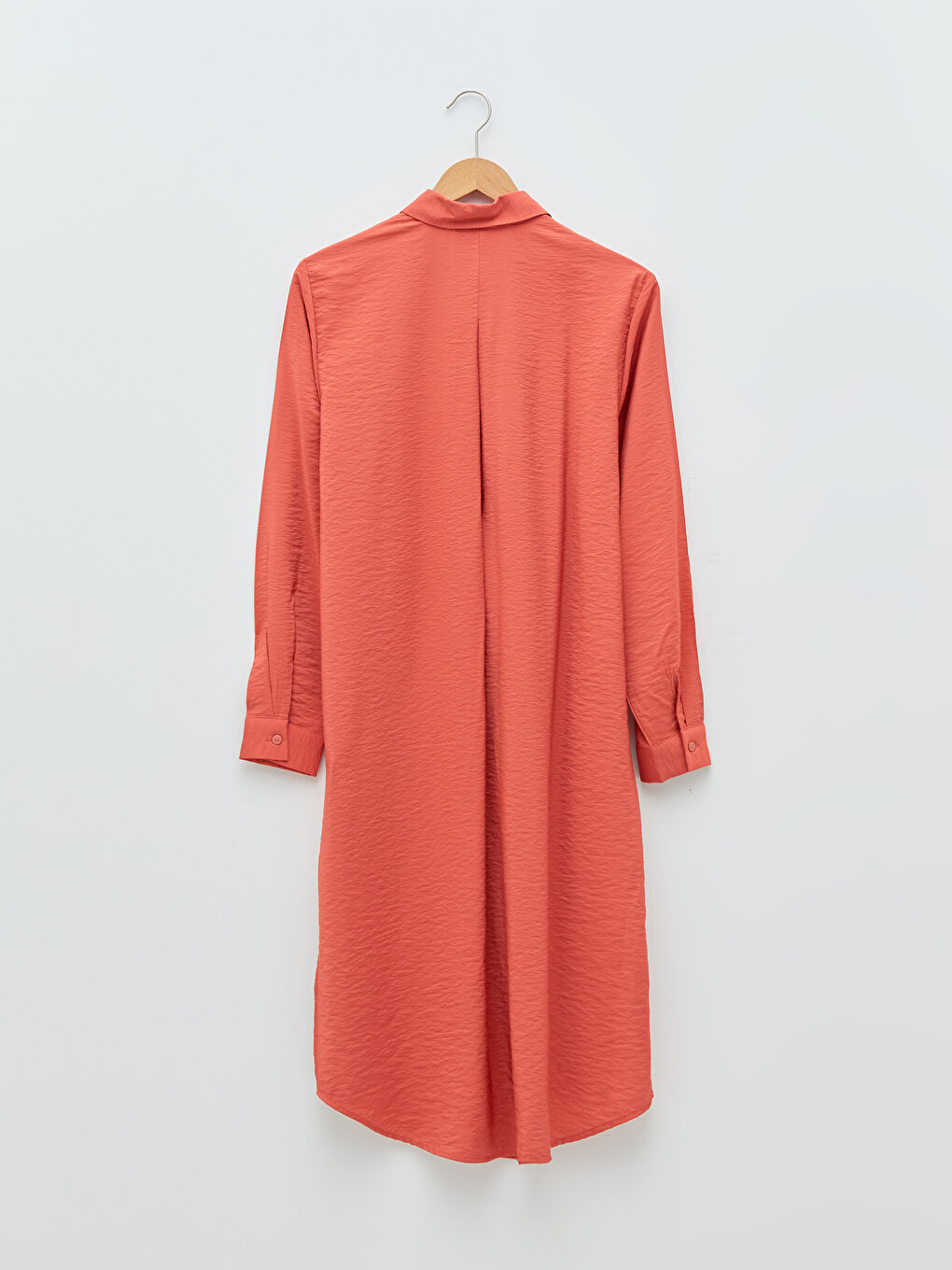 Kırmızı Düz Uzun Kollu Kadın Gömlek Tunik-5