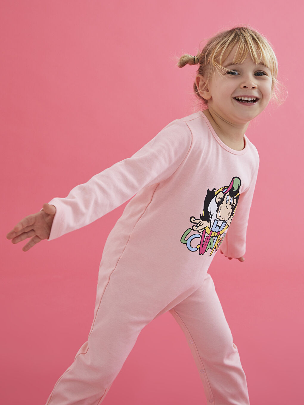 Crew Neck Long Sleeve Nostalgic Monkey Printed Cotton Baby Girl Rompers-3