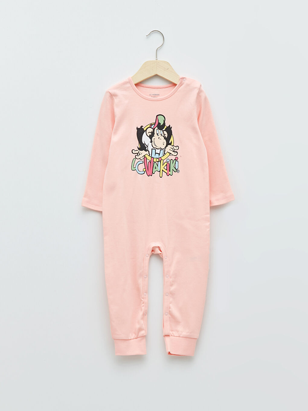 Crew Neck Long Sleeve Nostalgic Monkey Printed Cotton Baby Girl Rompers-4