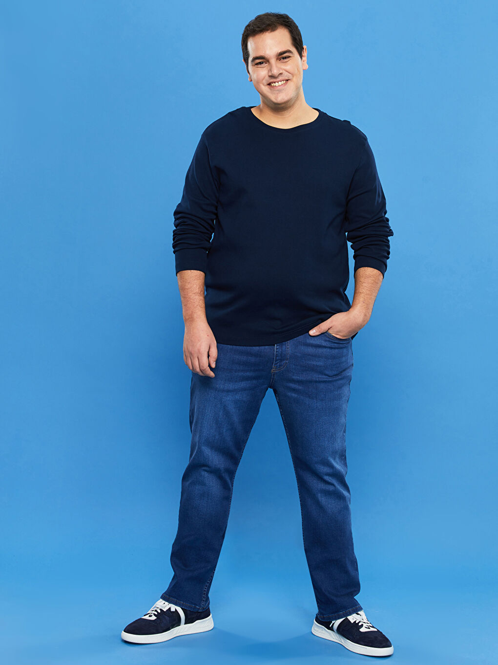 Футболка Мужская Базовая С Длинным Рукавом И Круглым Вырезом Большого Размера-1