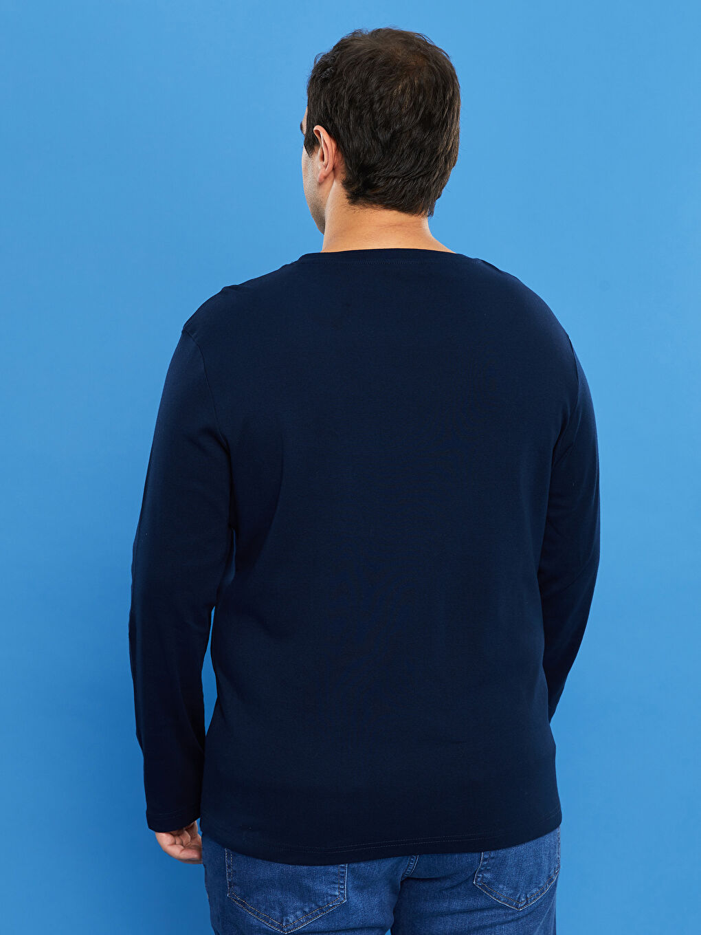 Футболка Мужская Базовая С Длинным Рукавом И Круглым Вырезом Большого Размера-4