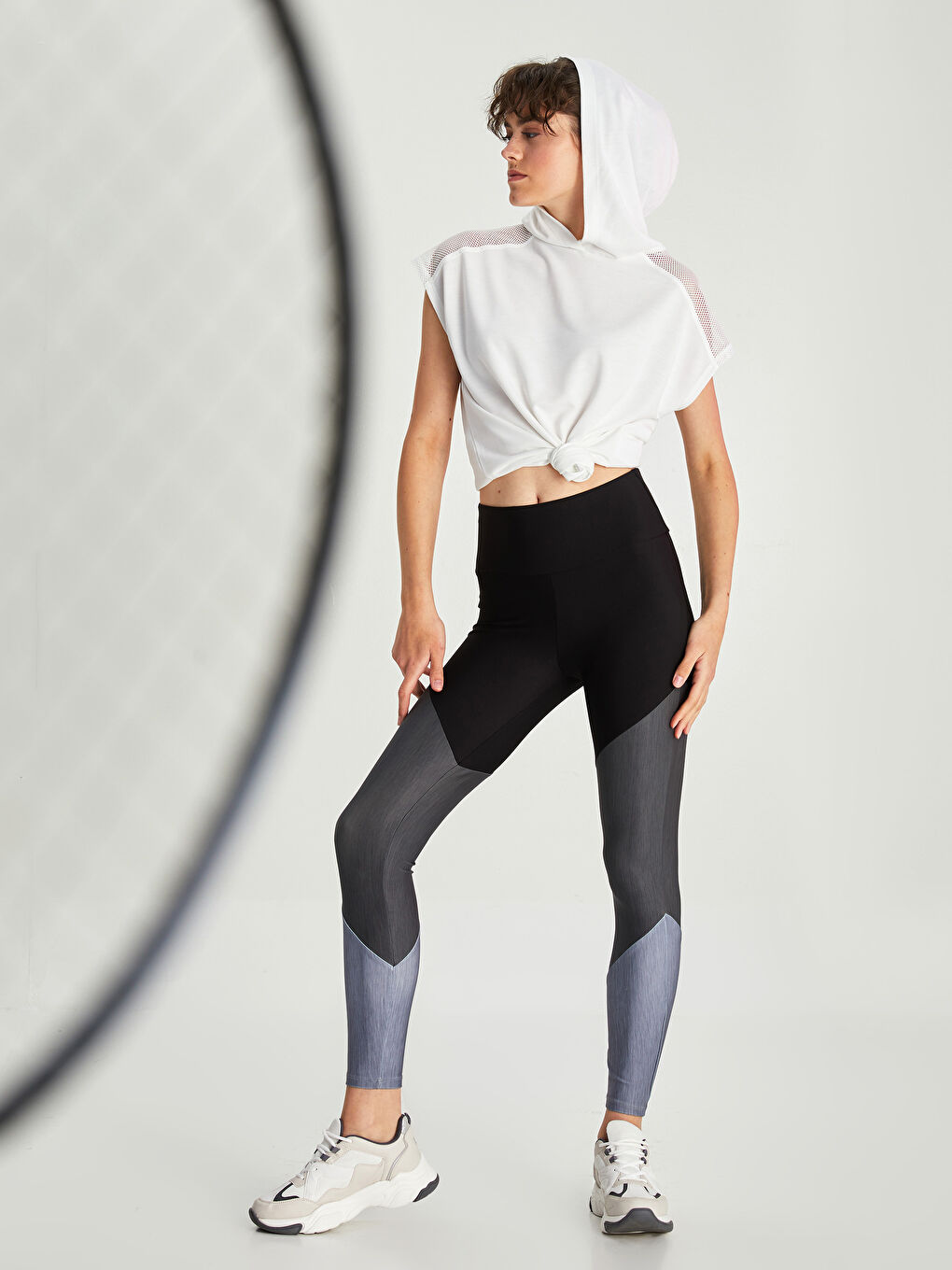Elastic Waist Women's Sports Tights with Color Block -W1LC45Z8-CVL
