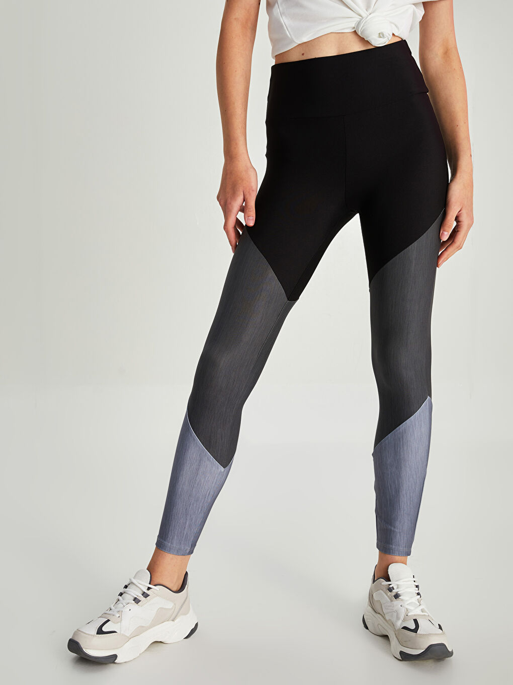 Elastic Waist Women's Sports Tights with Color Block -W1LC45Z8-CVL