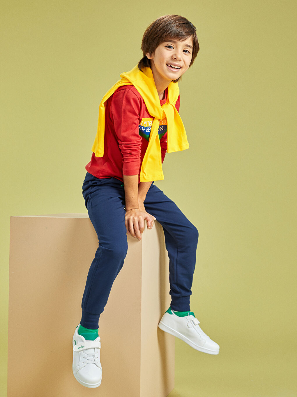 Boys' Elastic Waist Printed Cotton Sweatpants-1