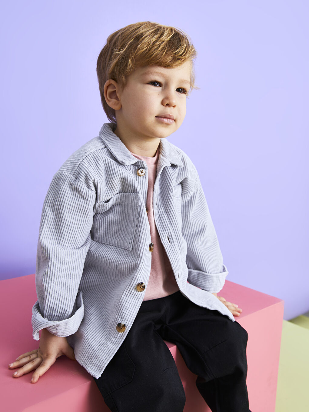 Pantalon bébé garçon basique en coton avec taille élastique-1