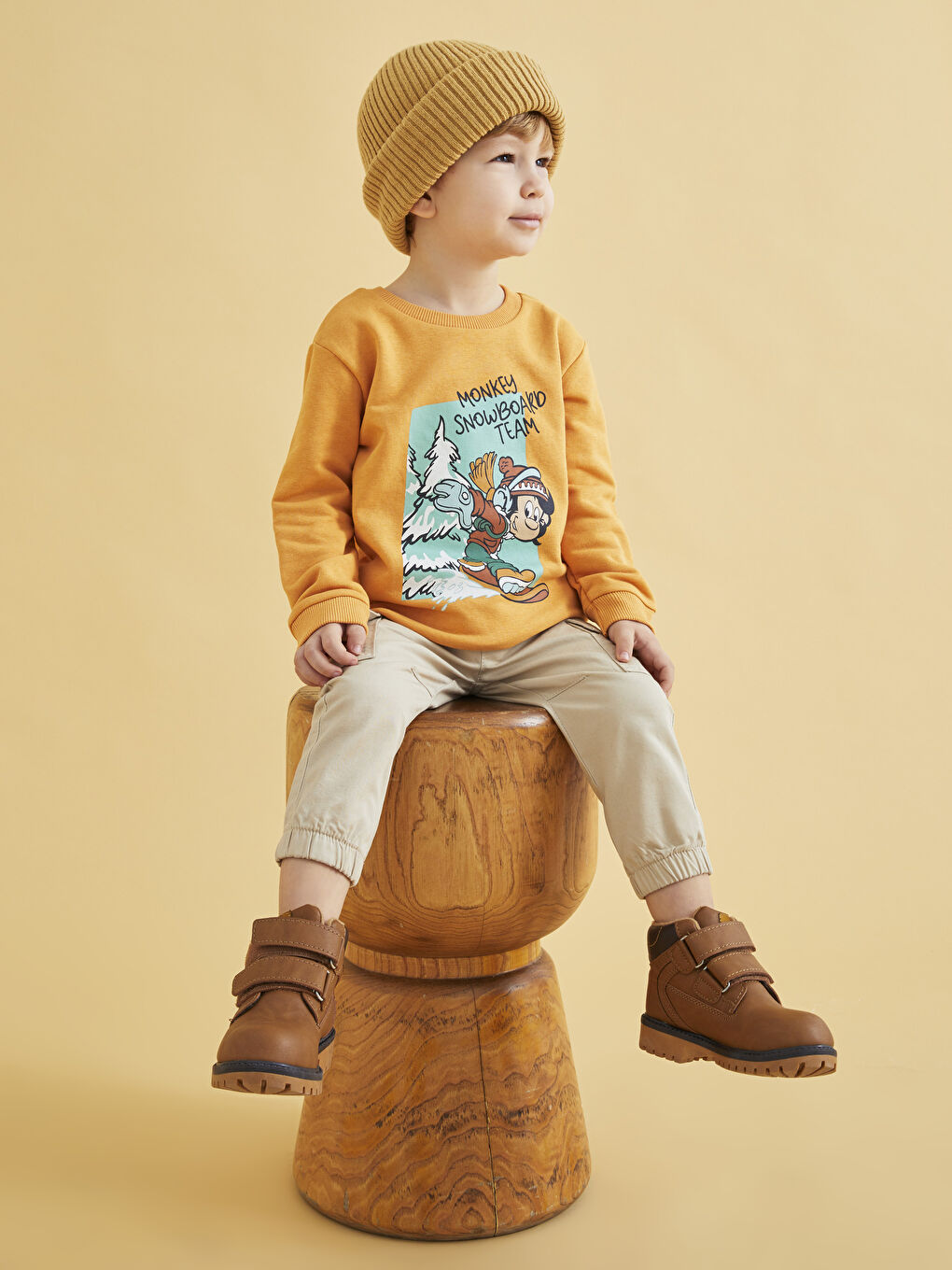 Sweat-shirt pour Bébé Garçons à Manches Longues Col Rond Imprimé Singe Nostalgique-1