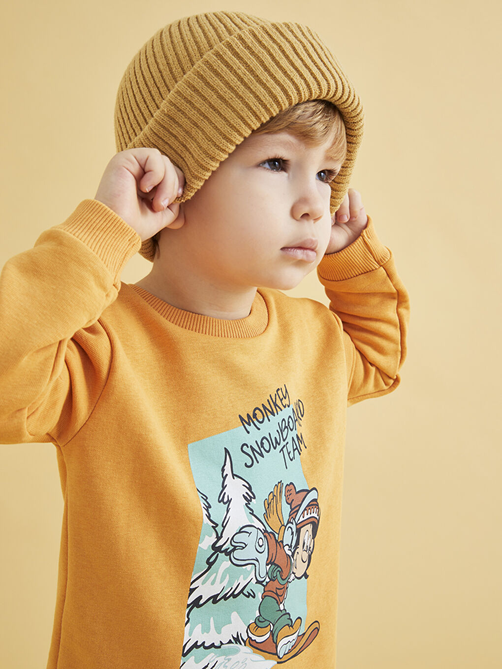 Sweat-shirt pour Bébé Garçons à Manches Longues Col Rond Imprimé Singe Nostalgique-3