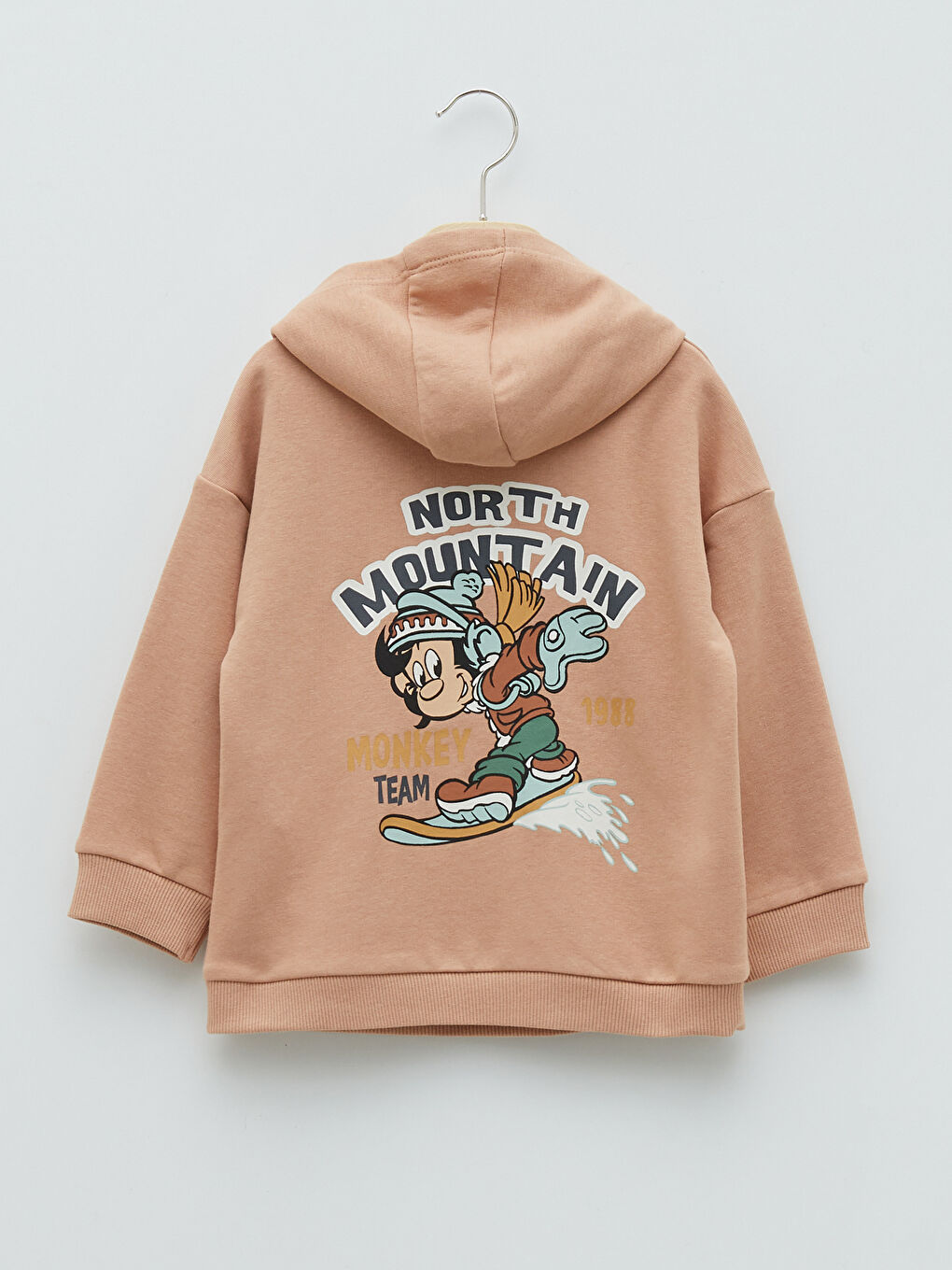 سويت شيرت بكابوش كم طويل مطبوع قرد نوستالجيك للأولاد الرضع-5