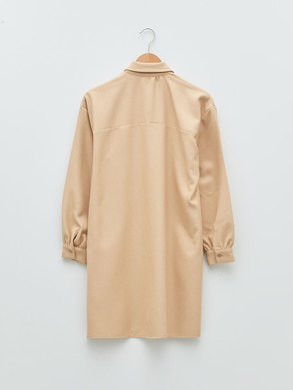 Plain Long Sleeve Gabardine Oversize Women's Shirt Tunic-6