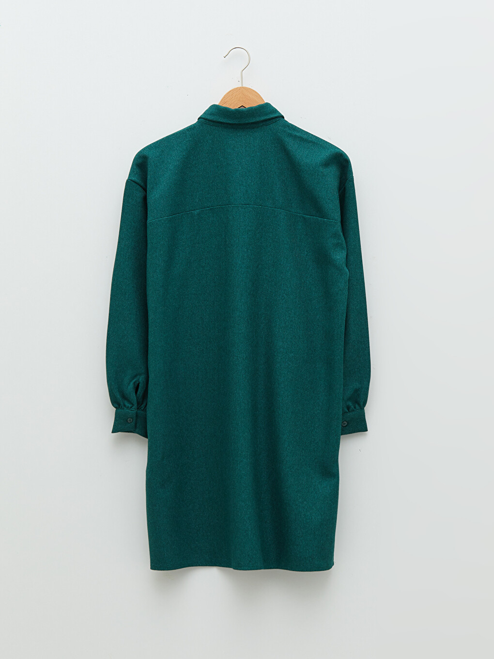 Plain Long Sleeve Gabardine Oversize Women's Shirt Tunic-6