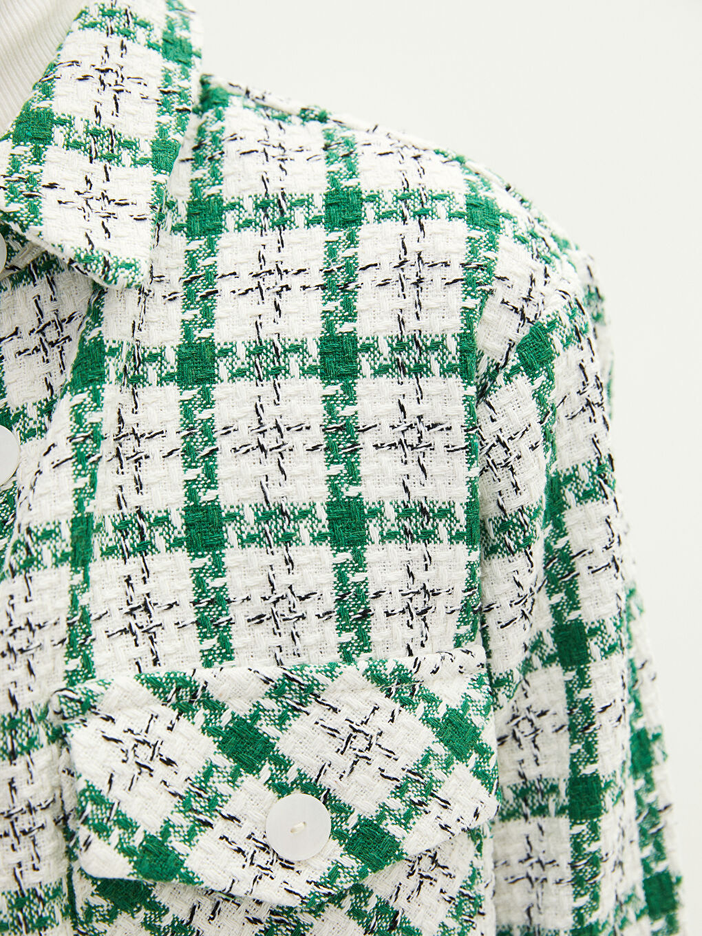 تونيك للسيدات بياقة قميص كاروهات كم طويل بتفاصيل جيب-3