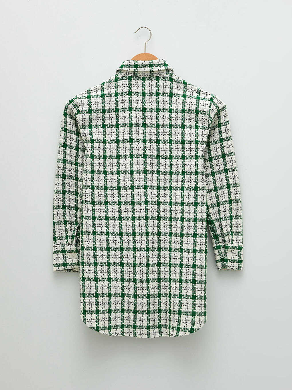 تونيك للسيدات بياقة قميص كاروهات كم طويل بتفاصيل جيب-6