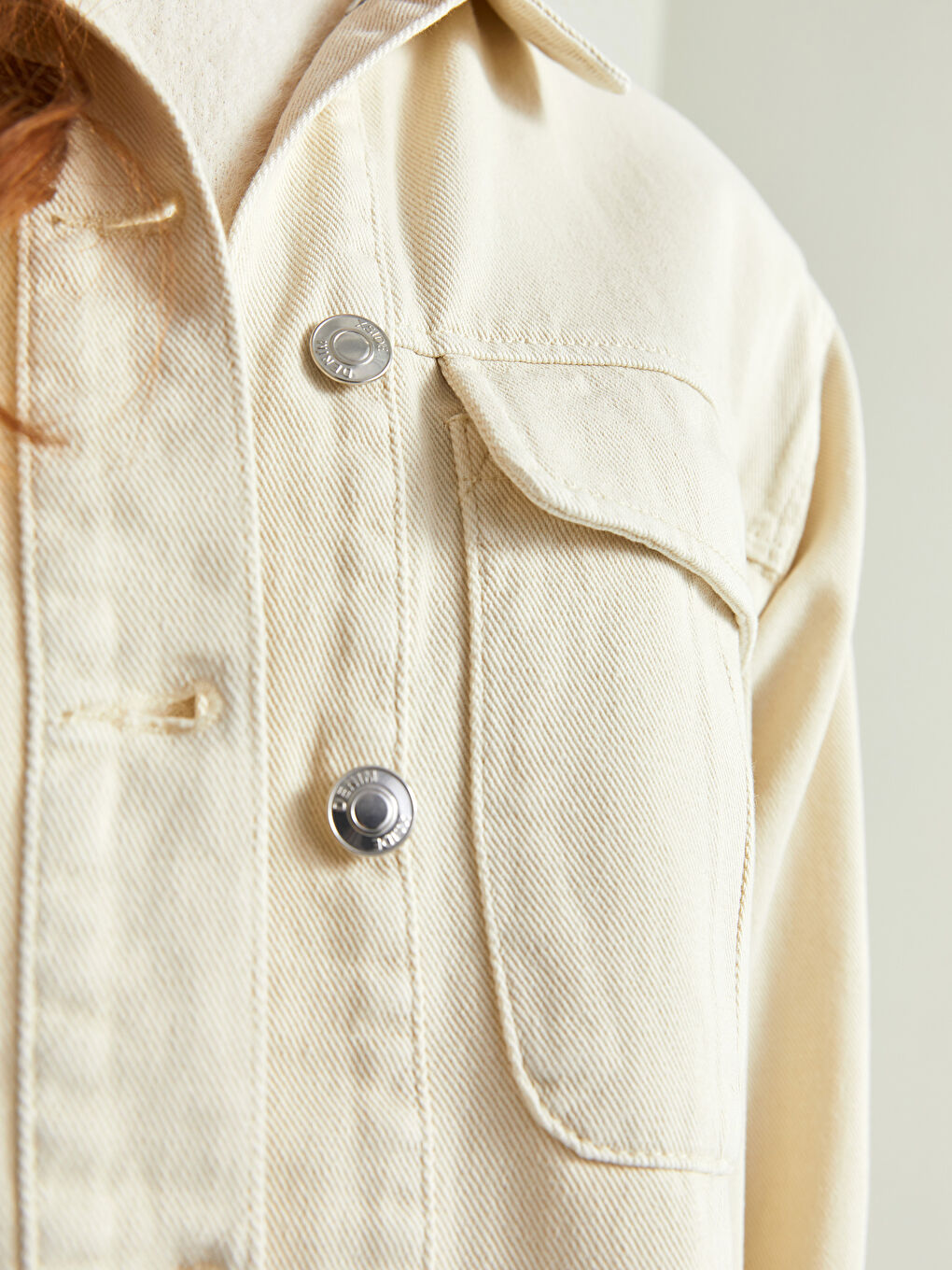 Front Button Closure Plain Long Sleeve Gabardine Fabric Women's Shirt Jacket-2