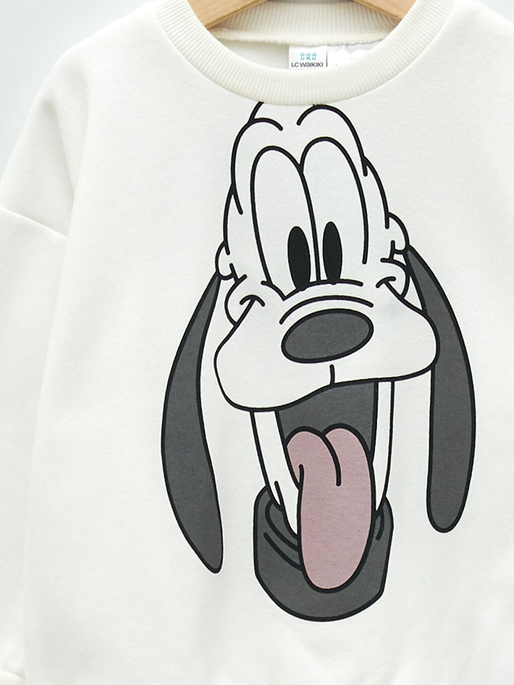 Ekru Bisiklet Yaka Uzun Kollu Pluto Baskılı Erkek Bebek Sweatshirt-2