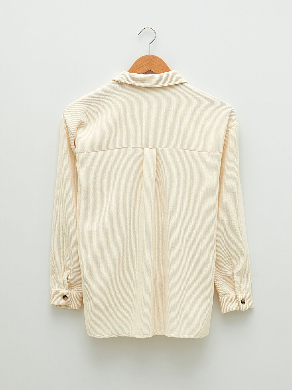 Buttoned Regular Long Sleeve Velvet Women's Shirt Jacket-7