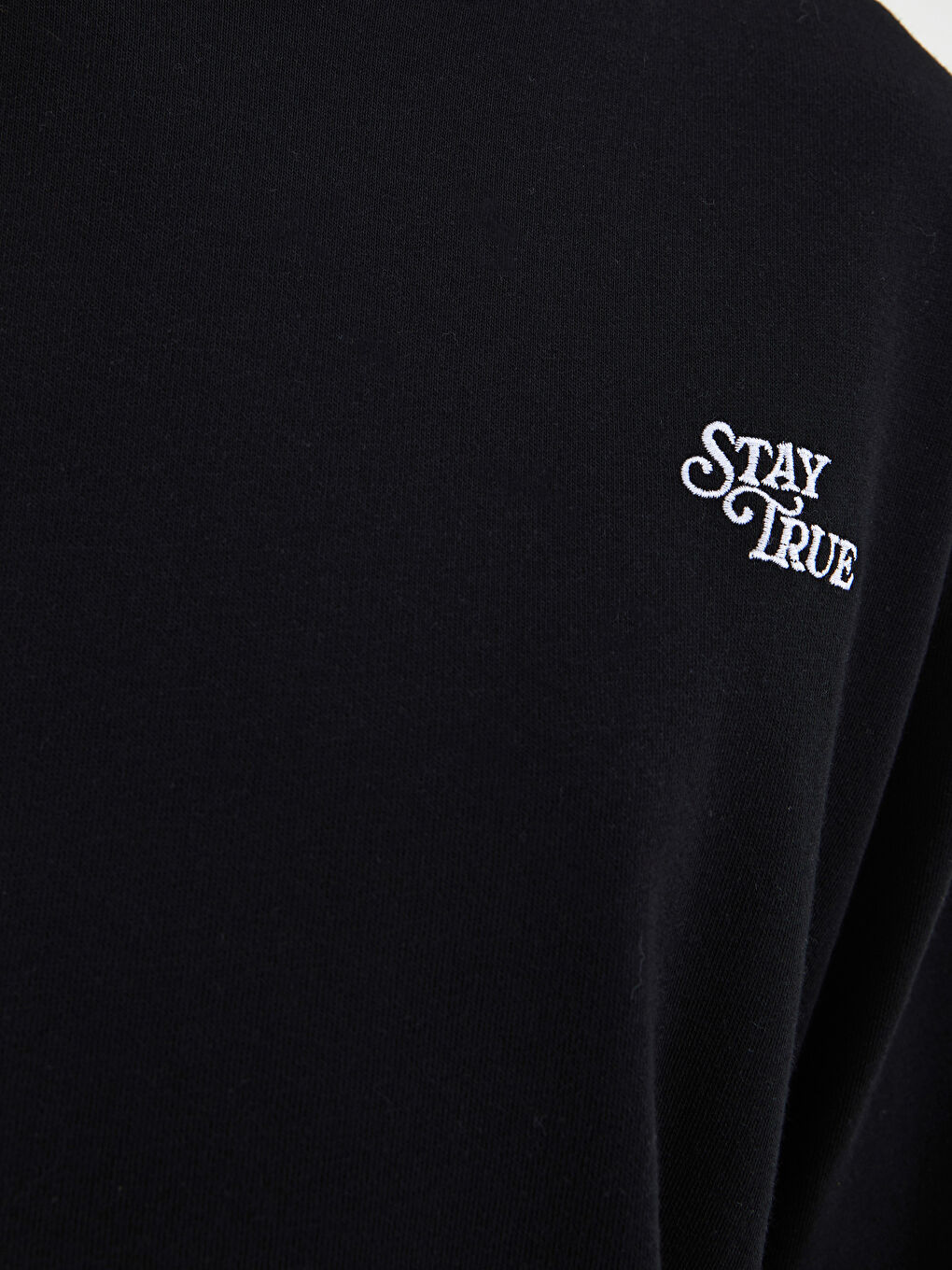 XSIDE Yeni Siyah Bisiklet Yaka Slogan Baskılı Uzun Kollu Kadın Sweatshirt - 3