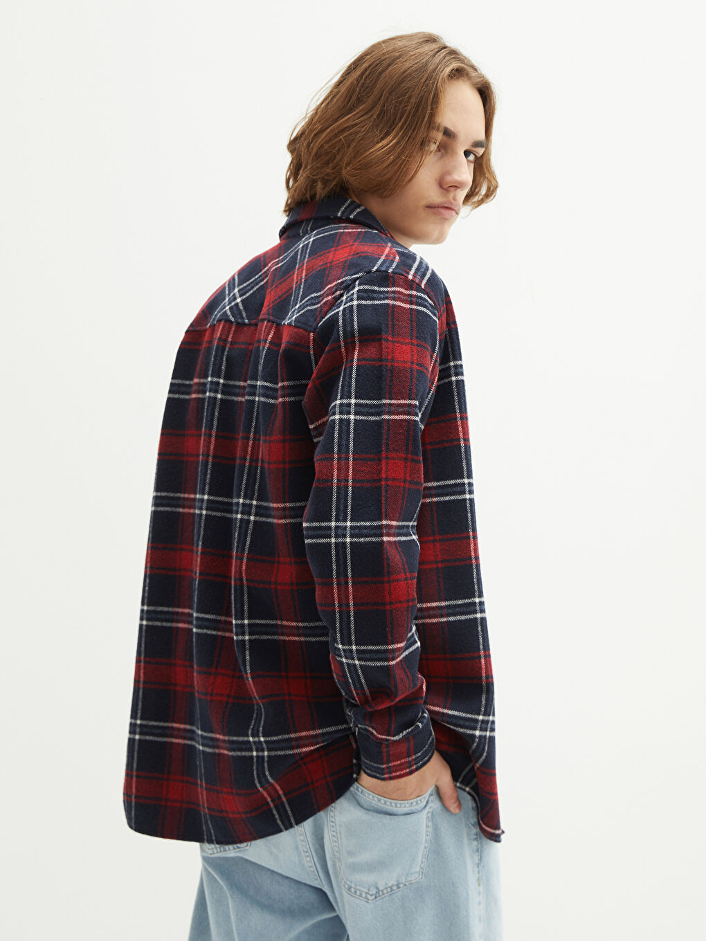 Bordo Regular Fit Uzun Kollu Ekose Erkek Oduncu Gömlek Ceket