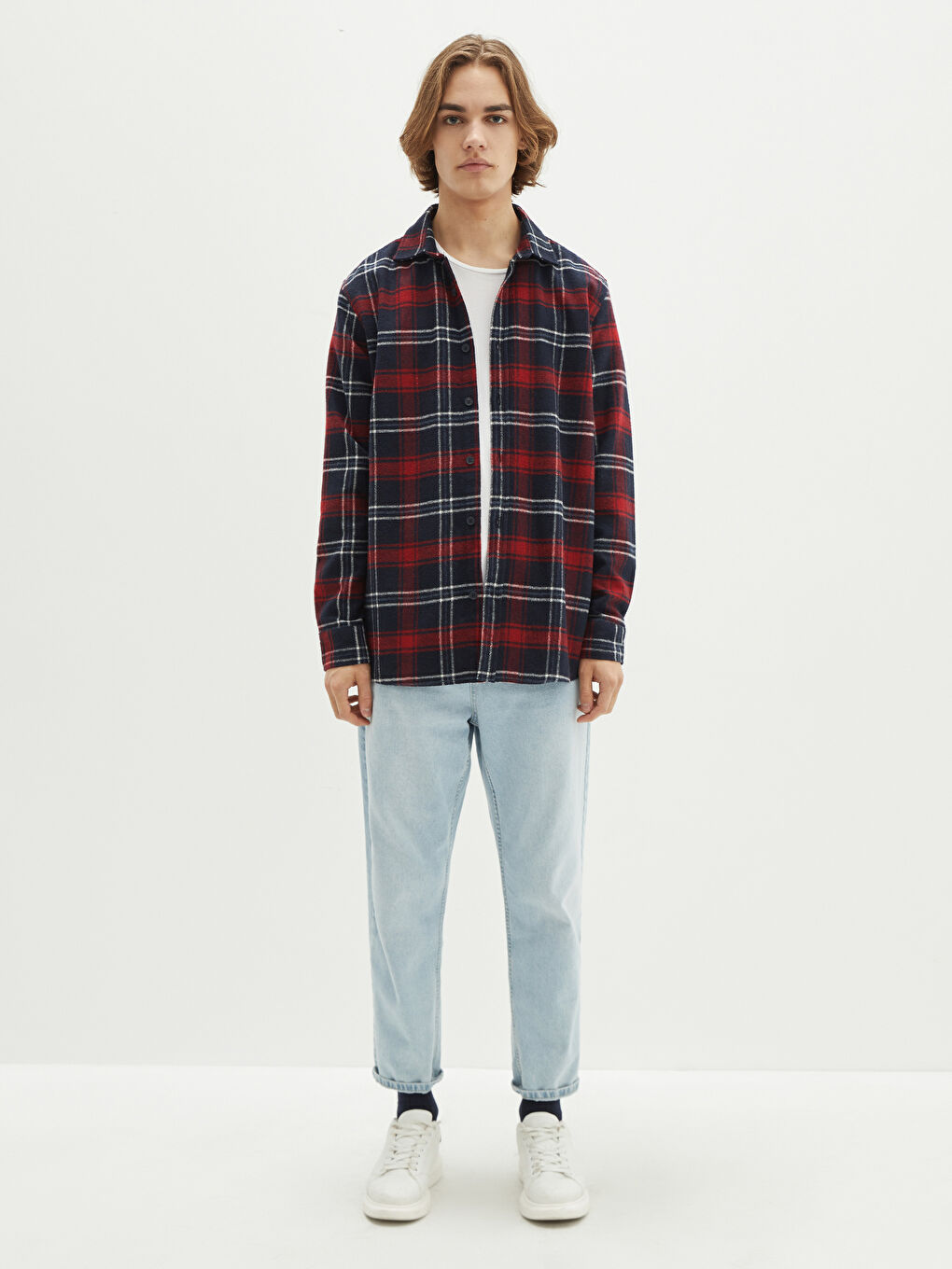 Bordo Regular Fit Uzun Kollu Ekose Erkek Oduncu Gömlek Ceket-2