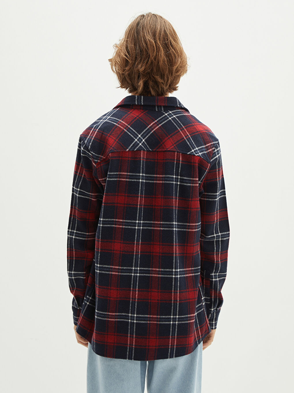 Bordo Regular Fit Uzun Kollu Ekose Erkek Oduncu Gömlek Ceket-4